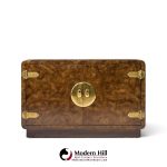 mastercraft mid century burlwood and brass credenza