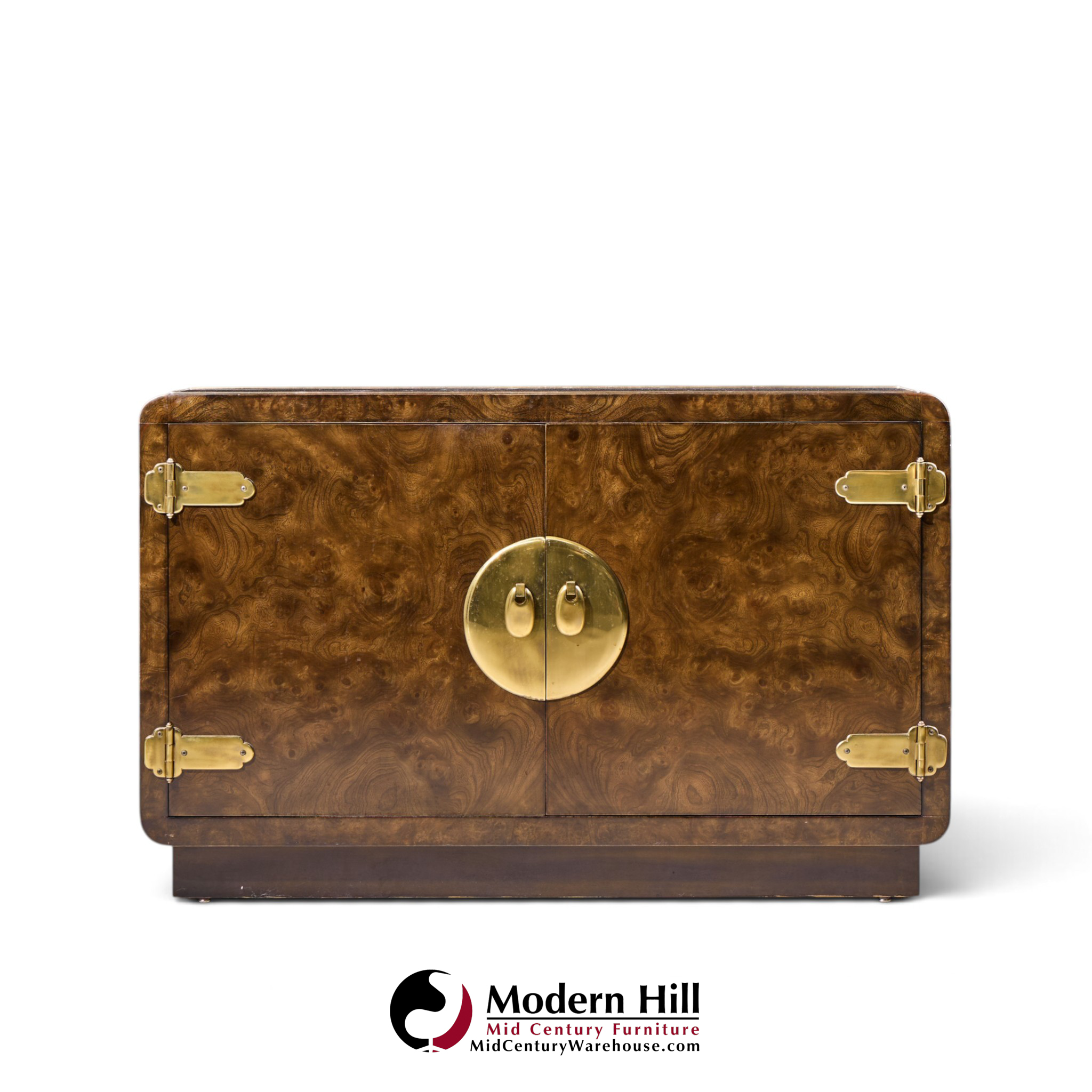 mastercraft mid century burlwood and brass credenza