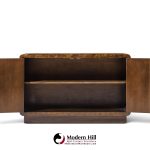 mastercraft mid century burlwood and brass credenza