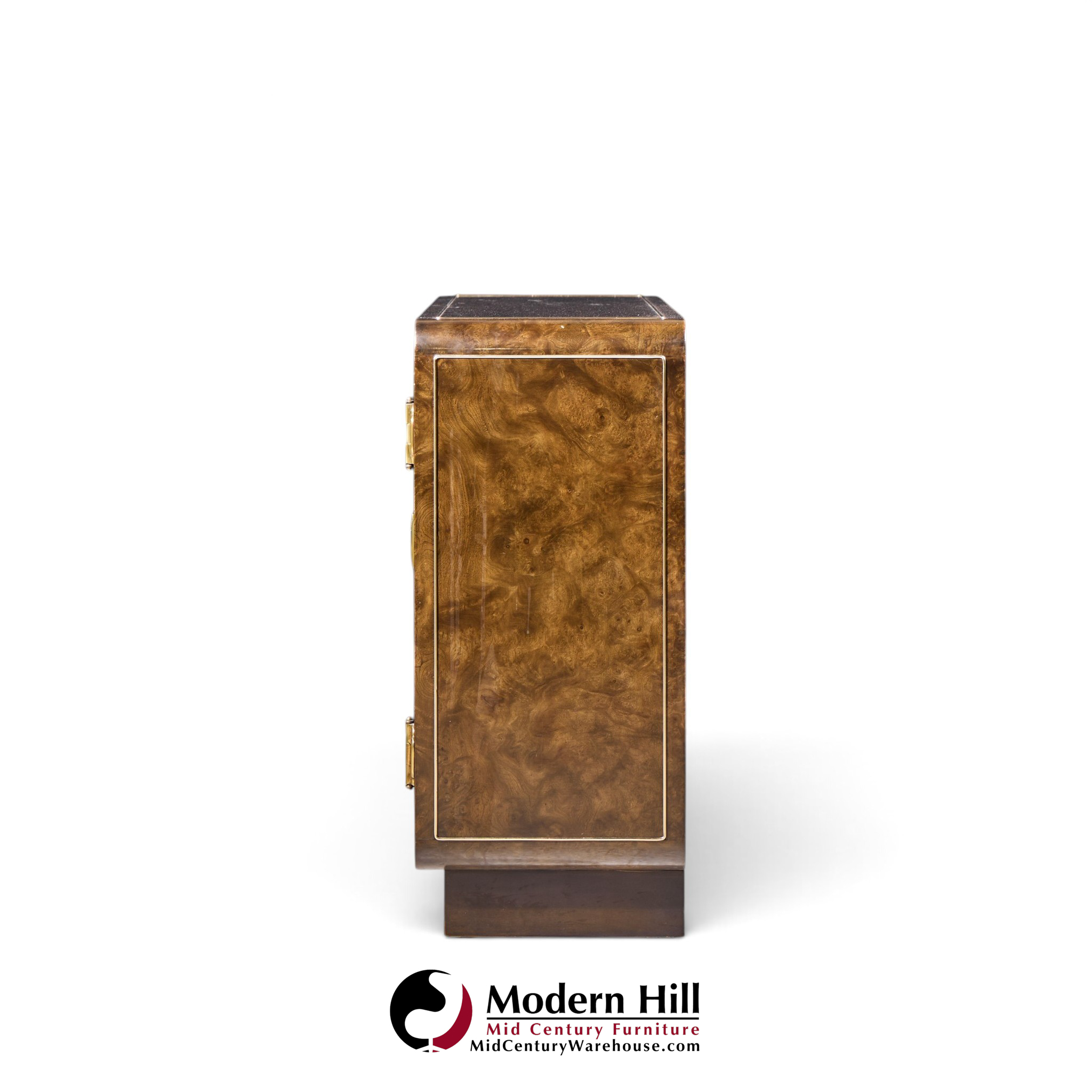 mastercraft mid century burlwood and brass credenza