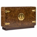 mastercraft mid century burlwood and brass credenza