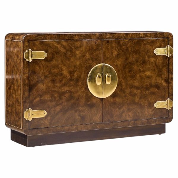mastercraft mid century burlwood and brass credenza
