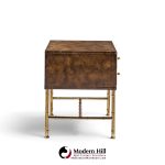mastercraft mid century burlwood and brass nightstands - pair