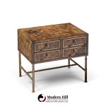 mastercraft mid century burlwood and brass nightstands - pair