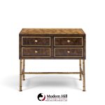 mastercraft mid century burlwood and brass nightstands - pair