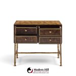 mastercraft mid century burlwood and brass nightstands - pair