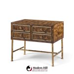 mastercraft mid century burlwood and brass nightstands - pair