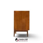 merton gershun for american of martinsville mid century walnut and cane credenza and hutch