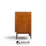 merton gershun for american of martinsville mid century walnut and cane credenza and hutch