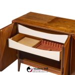 merton gershun for american of martinsville mid century walnut and cane credenza and hutch