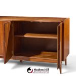 merton gershun for american of martinsville mid century walnut and cane credenza and hutch