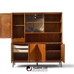 merton gershun for american of martinsville mid century walnut and cane credenza and hutch