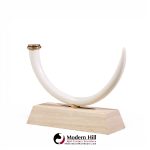 mid century faux elephant tusk brass and travertine console table