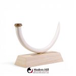 mid century faux elephant tusk brass and travertine console table