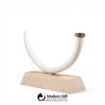 mid century faux elephant tusk brass and travertine console table