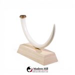 mid century faux elephant tusk brass and travertine console table