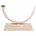 mid century faux elephant tusk brass and travertine console table