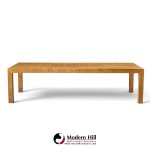milo baughman for thayer coggin mid century burlwood expanding dining table with 2 leaves