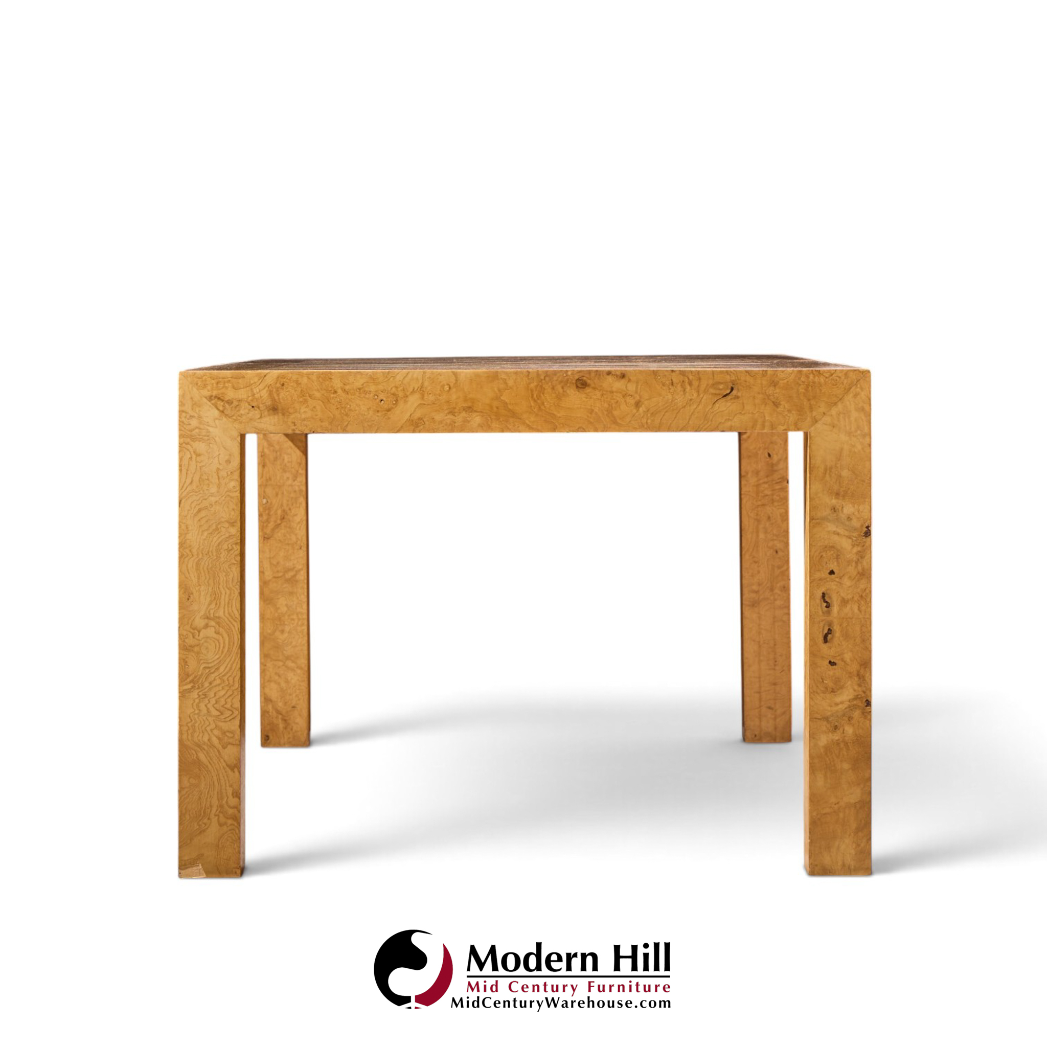 milo baughman for thayer coggin mid century burlwood expanding dining table with 2 leaves