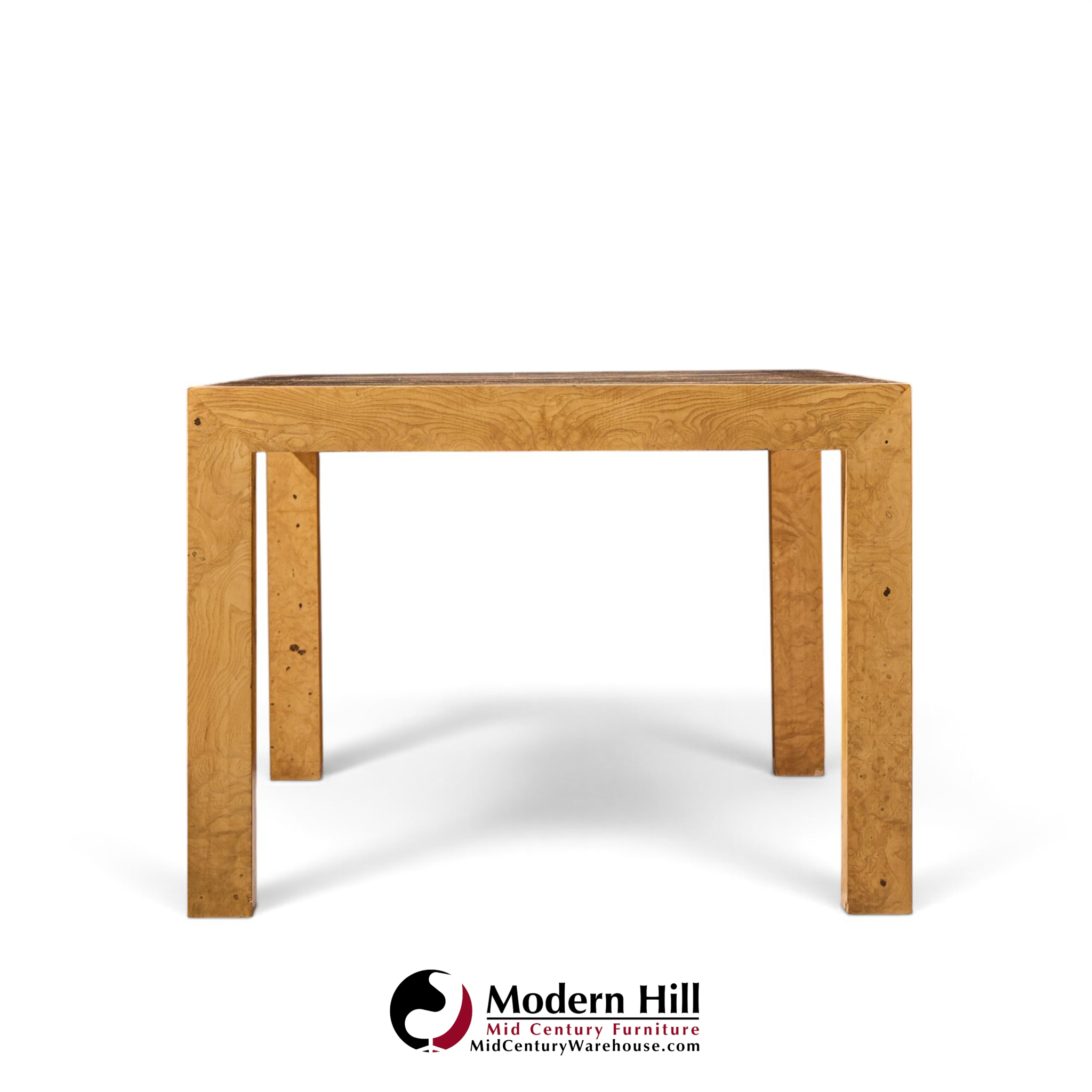 milo baughman for thayer coggin mid century burlwood expanding dining table with 2 leaves