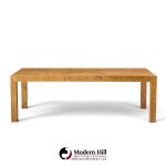 milo baughman for thayer coggin mid century burlwood expanding dining table with 2 leaves