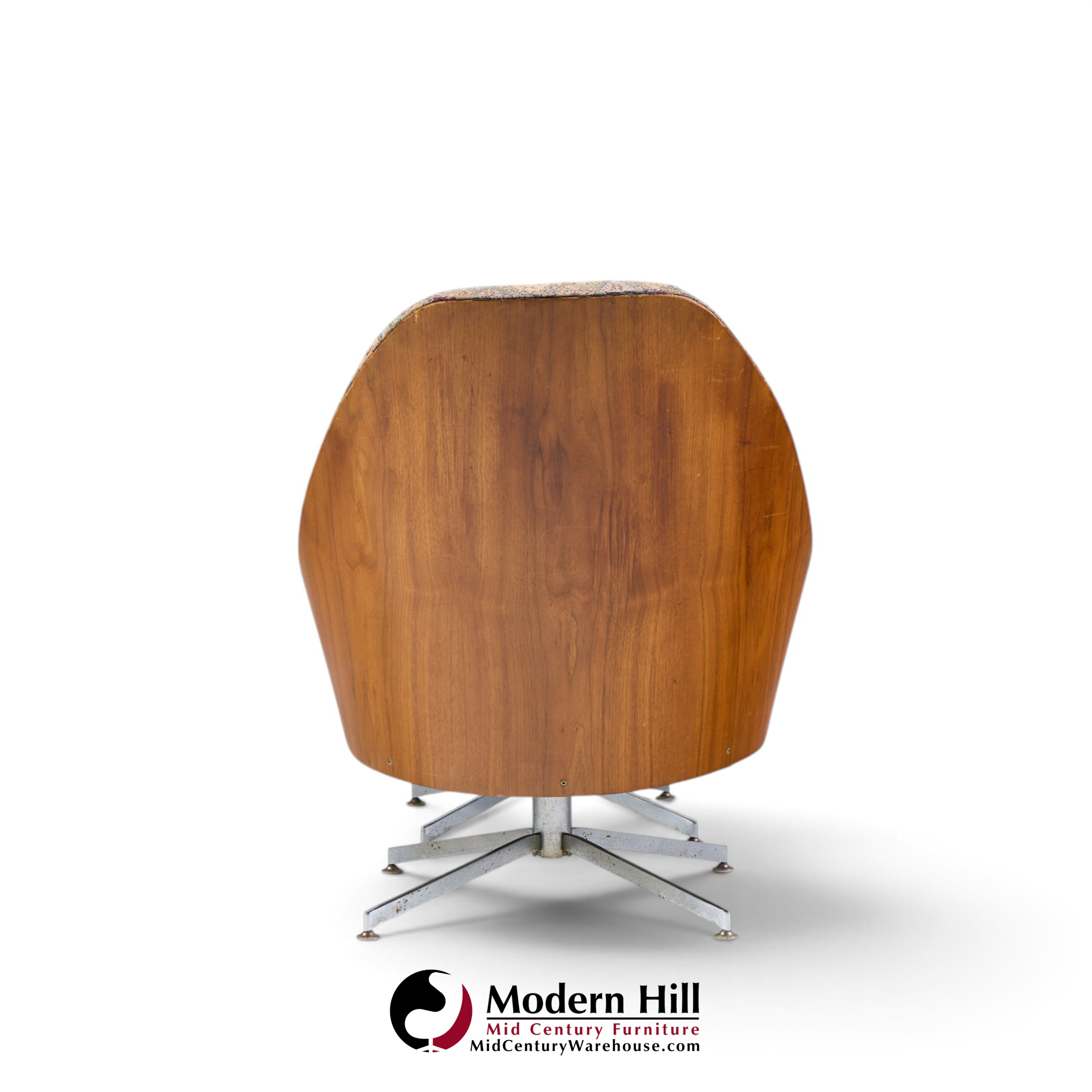 milo baughman for thayer coggin mid century walnut and chrome tufted lounge chair and ottoman