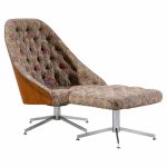 milo baughman for thayer coggin mid century walnut and chrome tufted lounge chair and ottoman