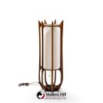 modeline model 635 mid century sculptured walnut and brass table lamp