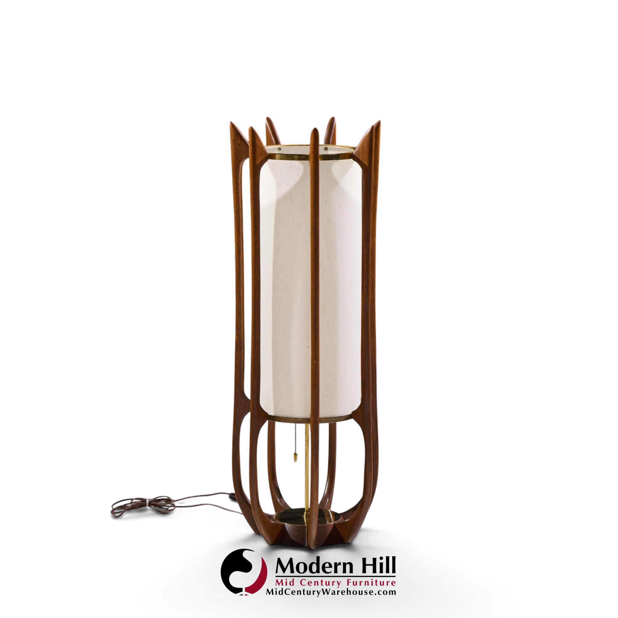 modeline model 635 mid century sculptured walnut and brass table lamp