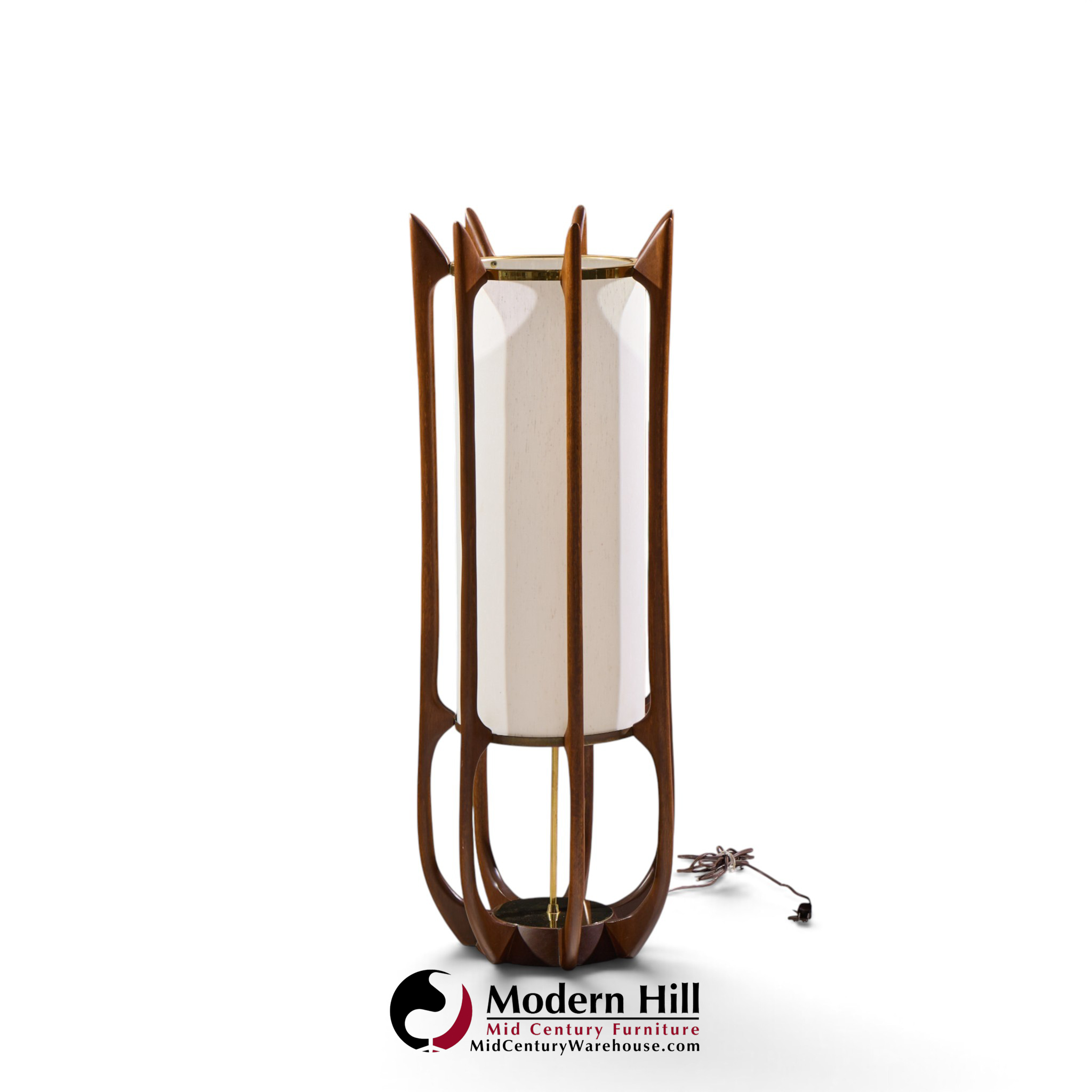 modeline model 635 mid century sculptured walnut and brass table lamp