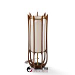 modeline model 635 mid century sculptured walnut and brass table lamp