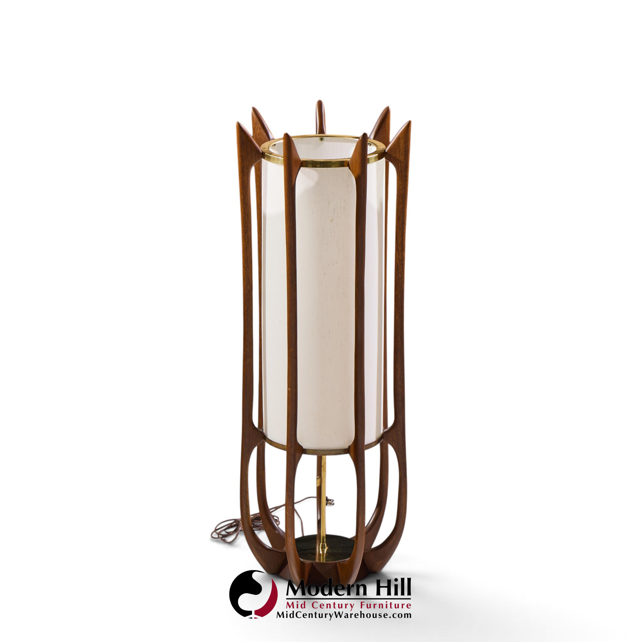 modeline model 635 mid century sculptured walnut and brass table lamp