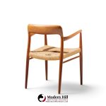 niels moller model 57 mid century danish teak and rope captains dining chairs - pair