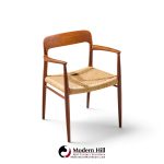 niels moller model 57 mid century danish teak and rope captains dining chairs - pair