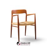 niels moller model 57 mid century danish teak and rope captains dining chairs - pair