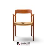 niels moller model 57 mid century danish teak and rope captains dining chairs - pair