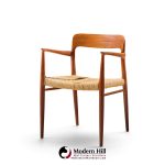 niels moller model 57 mid century danish teak and rope captains dining chairs - pair