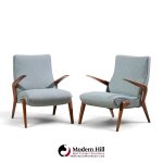 osvaldo borsani for tecno pk71 mid century italian walnut lounge chairs - pair