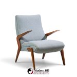 osvaldo borsani for tecno pk71 mid century italian walnut lounge chairs - pair