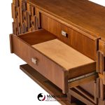paul evans style mid century canadian brutalist walnut 9 drawer pedestal lowboy dresser
