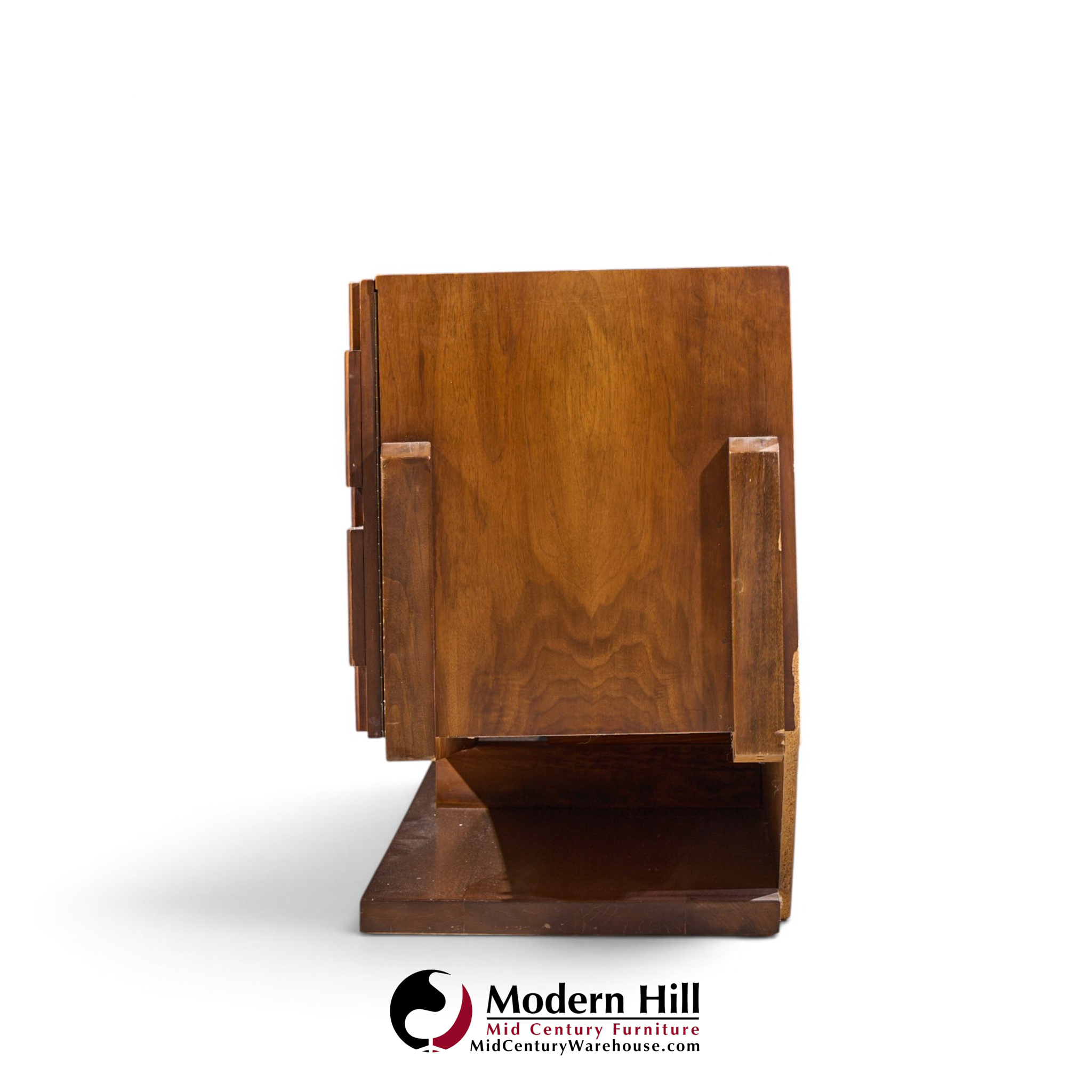 paul evans style mid century canadian brutalist walnut 9 drawer pedestal lowboy dresser