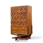 paul evans style mid century canadian brutalist walnut pedestal armoire highboy dresser