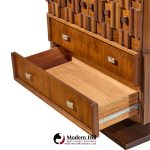 paul evans style mid century canadian brutalist walnut pedestal armoire highboy dresser