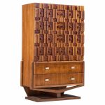 paul evans style mid century canadian brutalist walnut pedestal armoire highboy dresser
