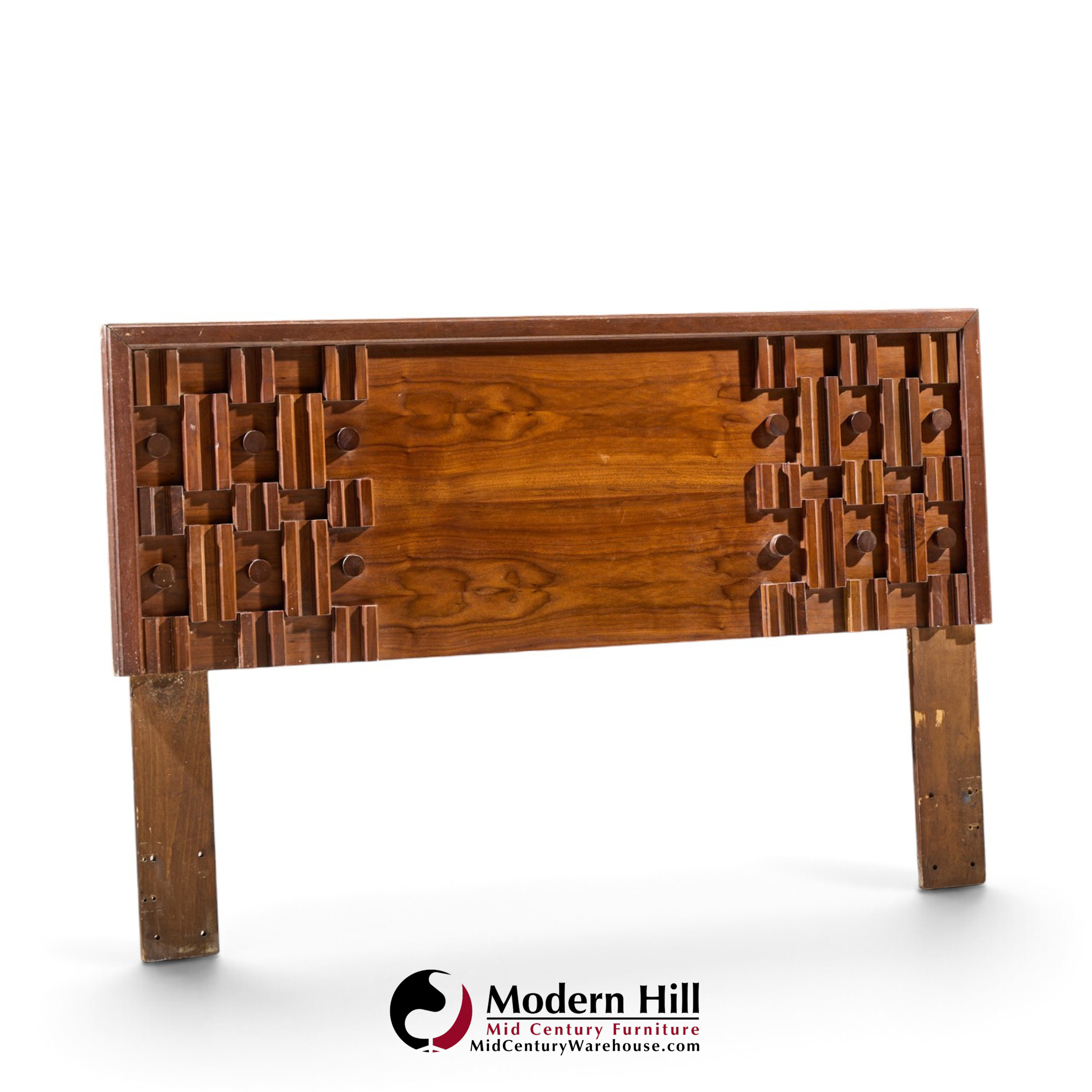 paul evans style mid century canadian brutalist walnut queen headboard