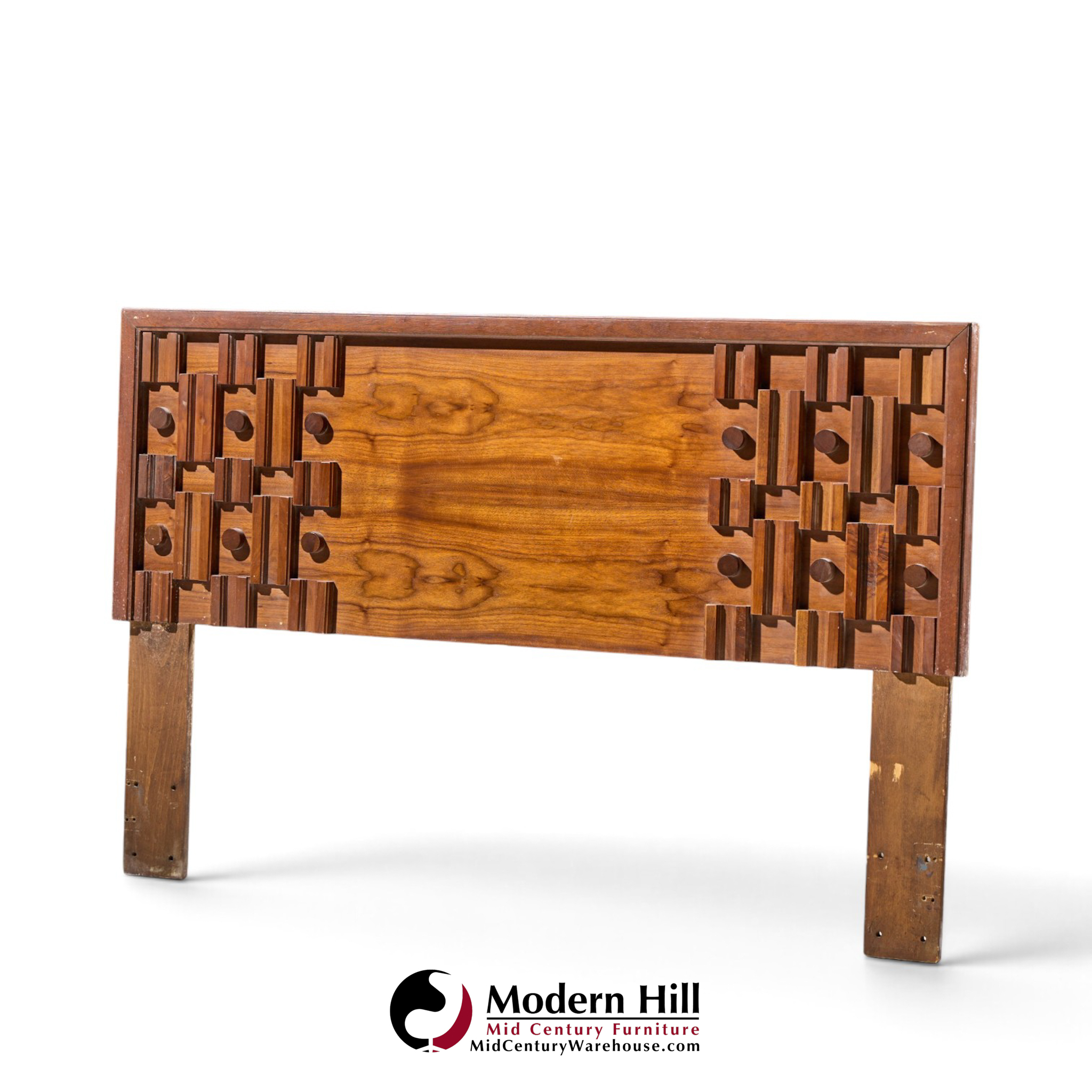 paul evans style mid century canadian brutalist walnut queen headboard