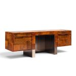 paul evans style mid century patchwork burlwood desk