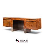 paul evans style mid century patchwork burlwood desk