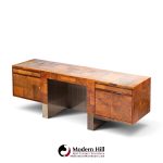 paul evans style mid century patchwork burlwood desk