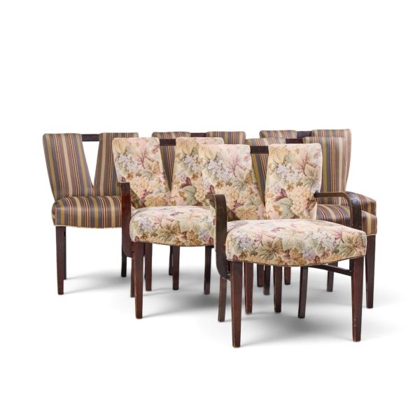 paul frankl corset mid century mahogany dining chairs - set of 6